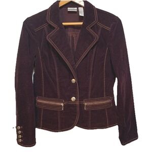 Chicos Velvet Blazer Size 0 Plum Purple Ornate Dark Academia Victorian Steampunk